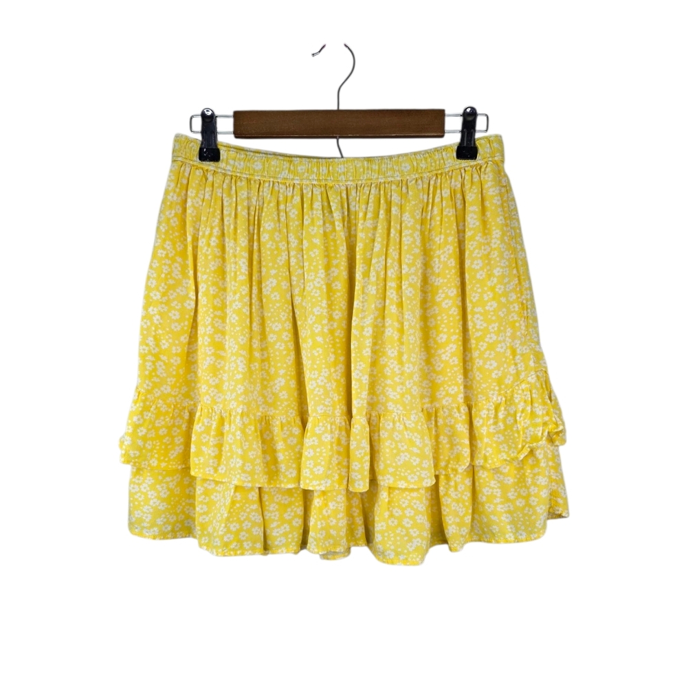 Ambercrombie & Fitch Yellow White Floral Ruffle Mini Skirt Size M - Picture 1 of 13